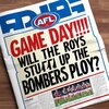 Newspaper front cover  With an afl logo and bright colours and   The words - GAME DAY!! Will ...jpeg